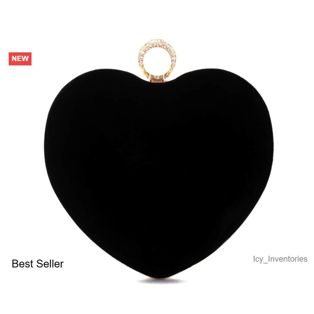Velvet Heart Clutch Purse with Detachable Chain for Formal Events